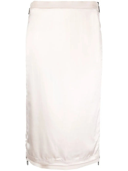 Satin-Finish Gabardine Midi Skirt