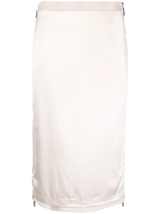 Satin-Finish Gabardine Midi Skirt