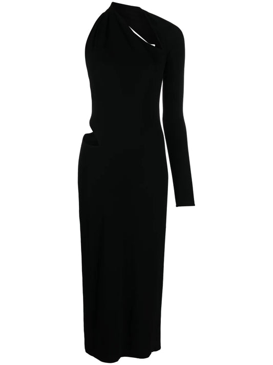 One-Shoulder Cut-Out Midi Dress