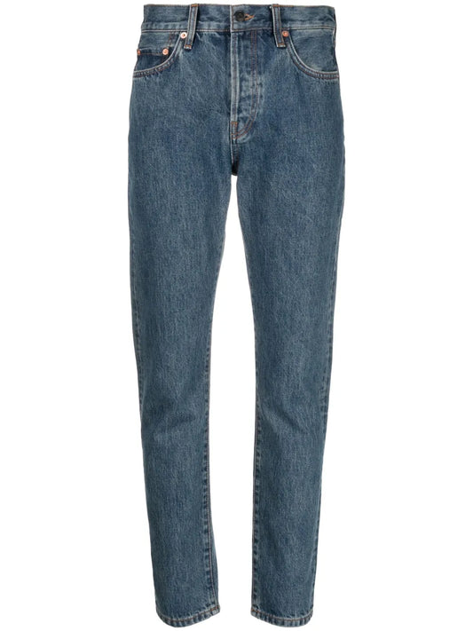 Cropped Washed Denim Jeans