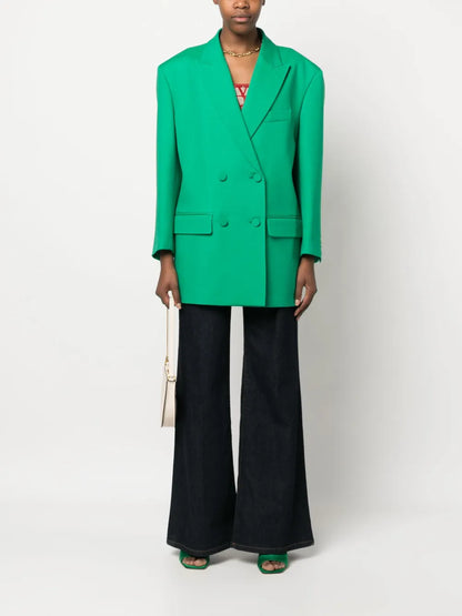 Crepe Couture Double-Breasted Blazer