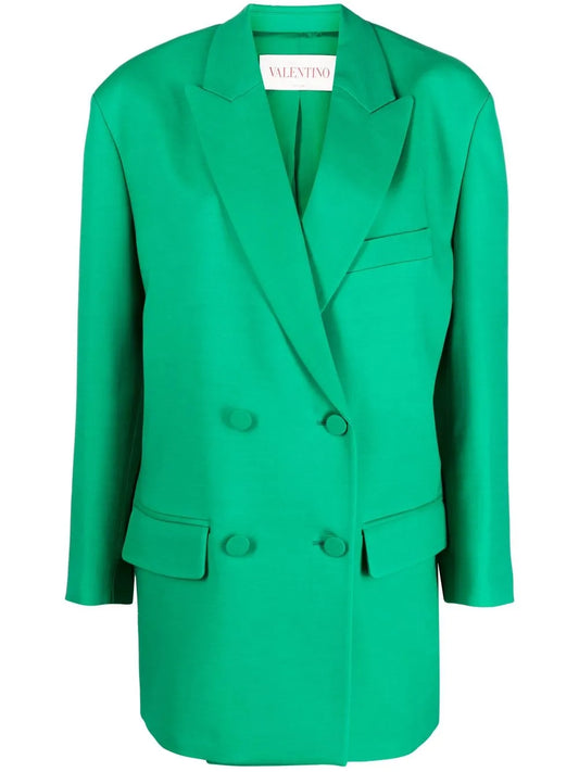 Crepe Couture Double-Breasted Blazer