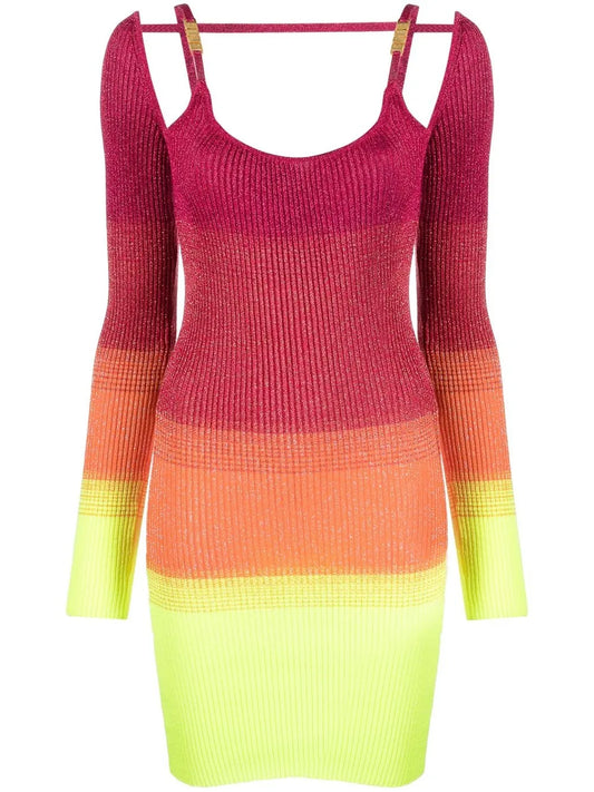 Knitted Striped Mini Dress