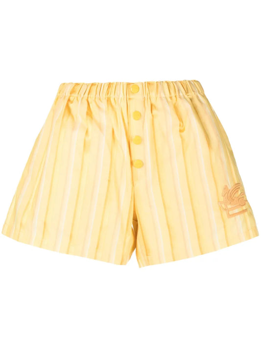 Embroidered Logo Striped Shorts