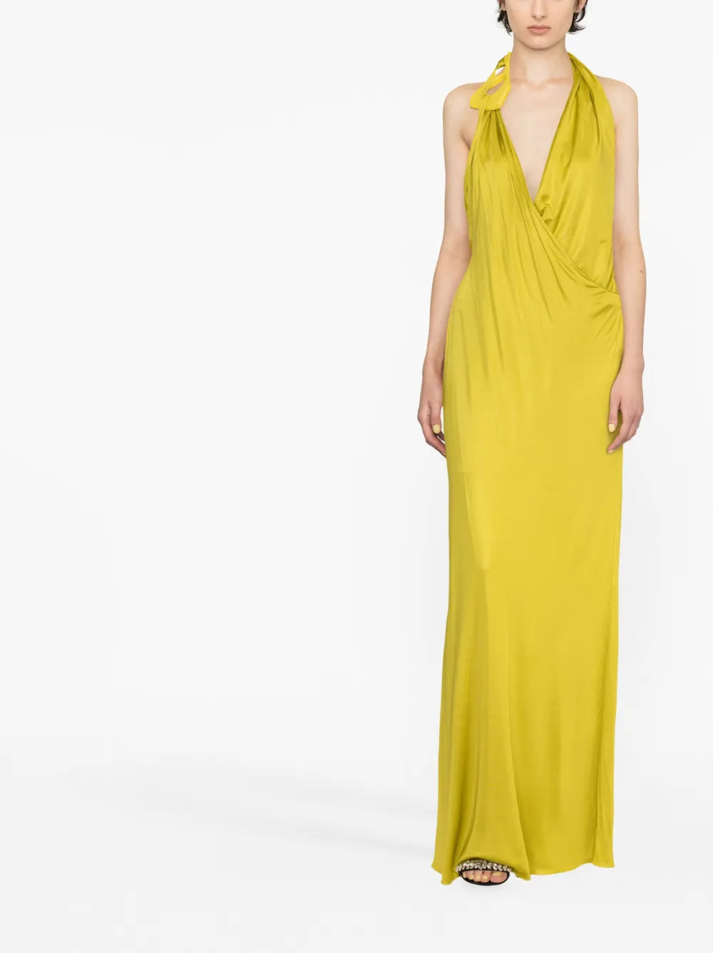 Draped Halterneck Maxi Dress