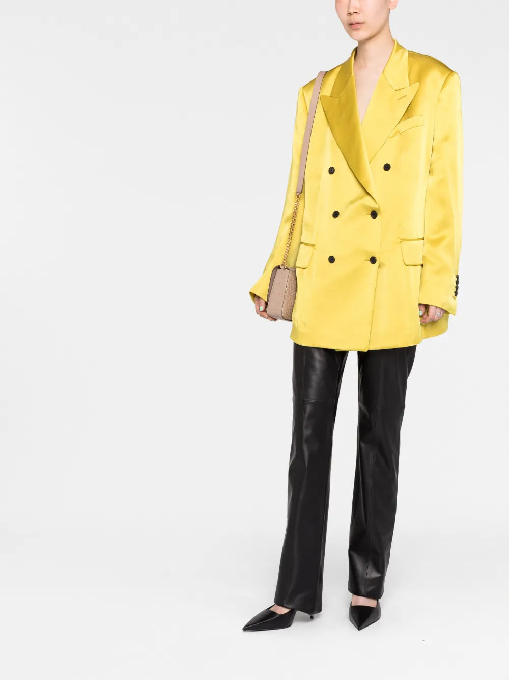 Double-Breasted Satin Blazer