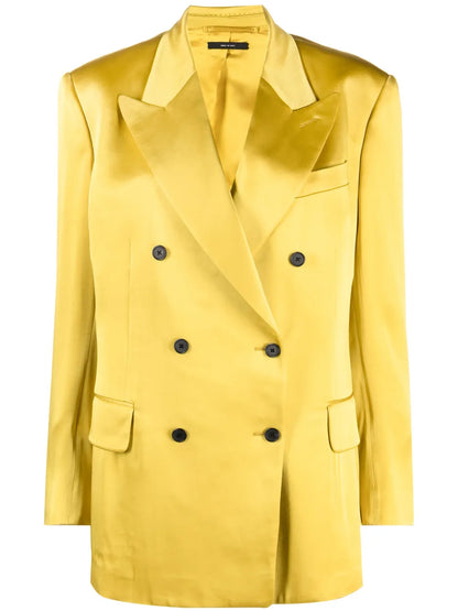 Double-Breasted Satin Blazer