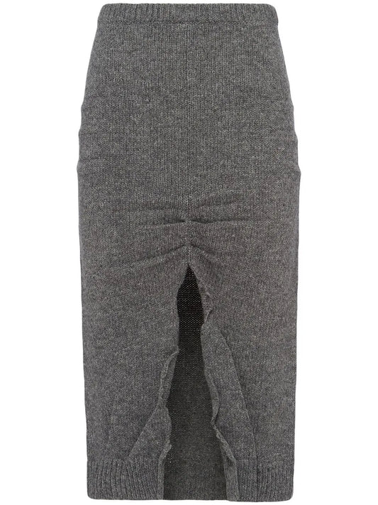 Side-Split Wool-Cashmere Skirt