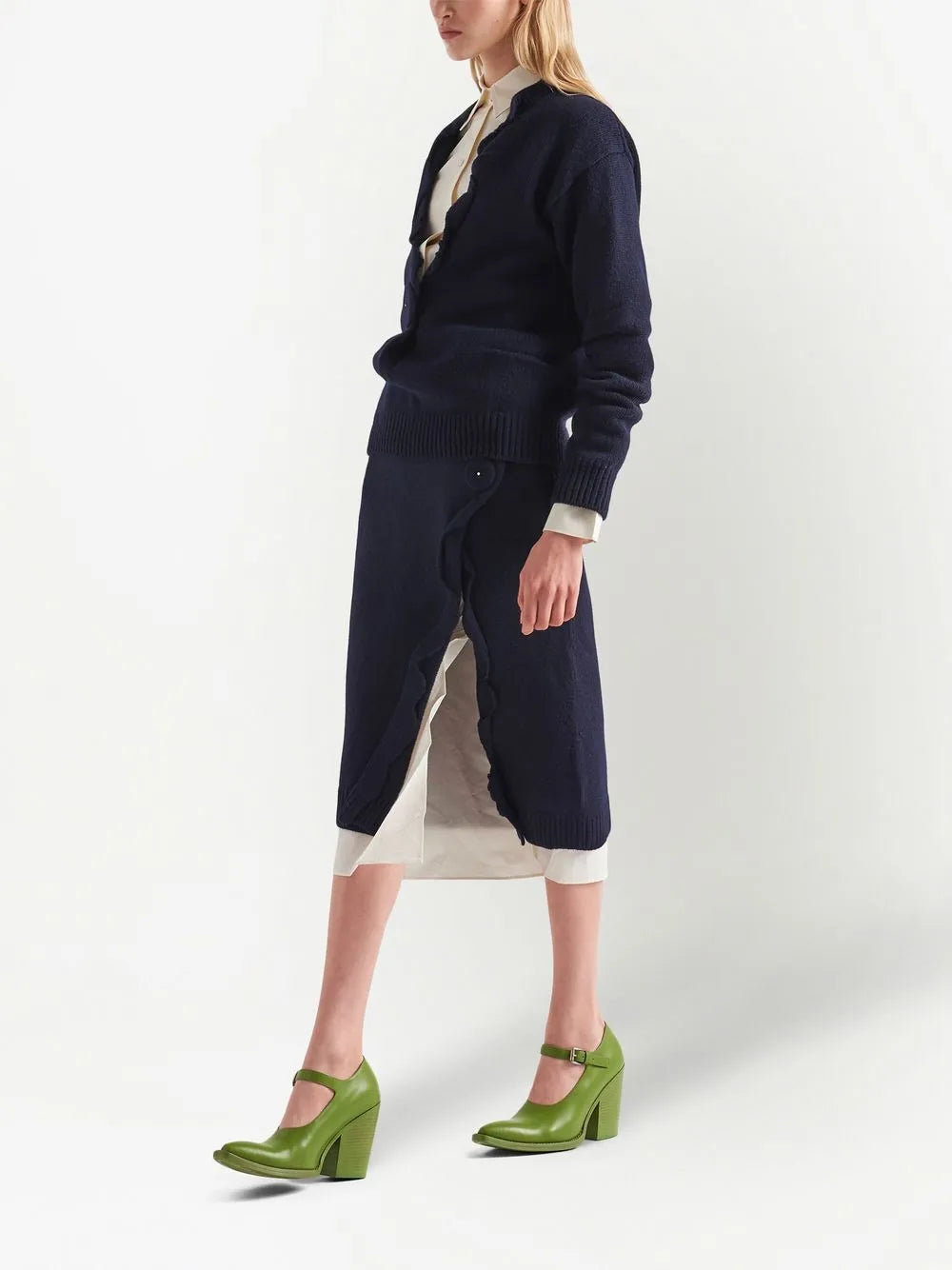 Side-Split Wool-Cashmere Skirt