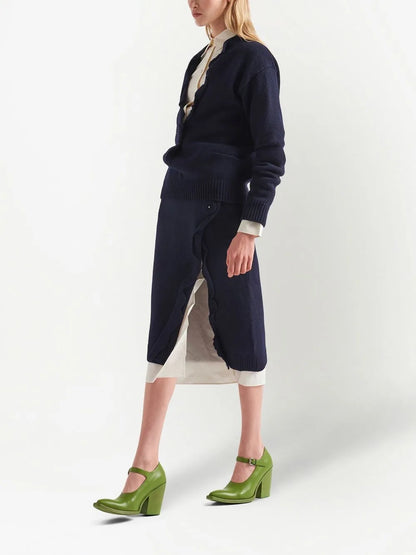 Side-Split Wool-Cashmere Skirt