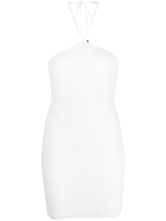 Rear-Tie Ribbed-Knit Skirt