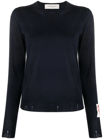 Ripped-Detailing Wool Jumper