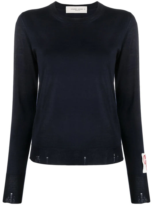 Ripped-Detailing Wool Jumper