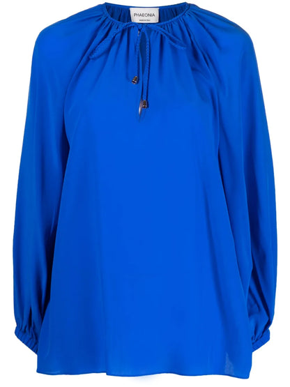 Self-Tie Silk Blouse
