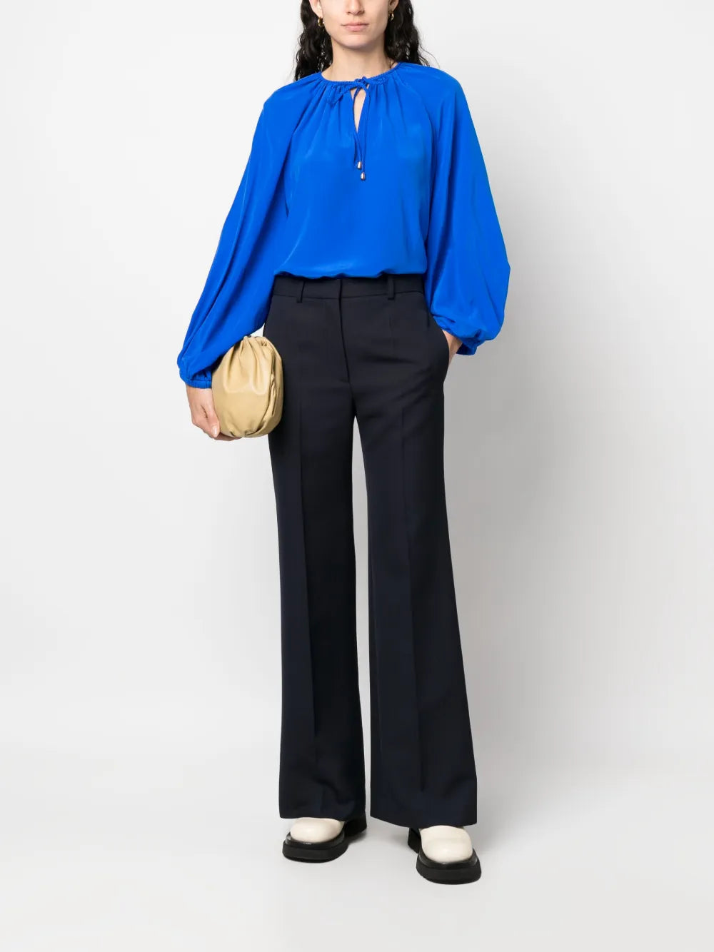 Self-Tie Silk Blouse