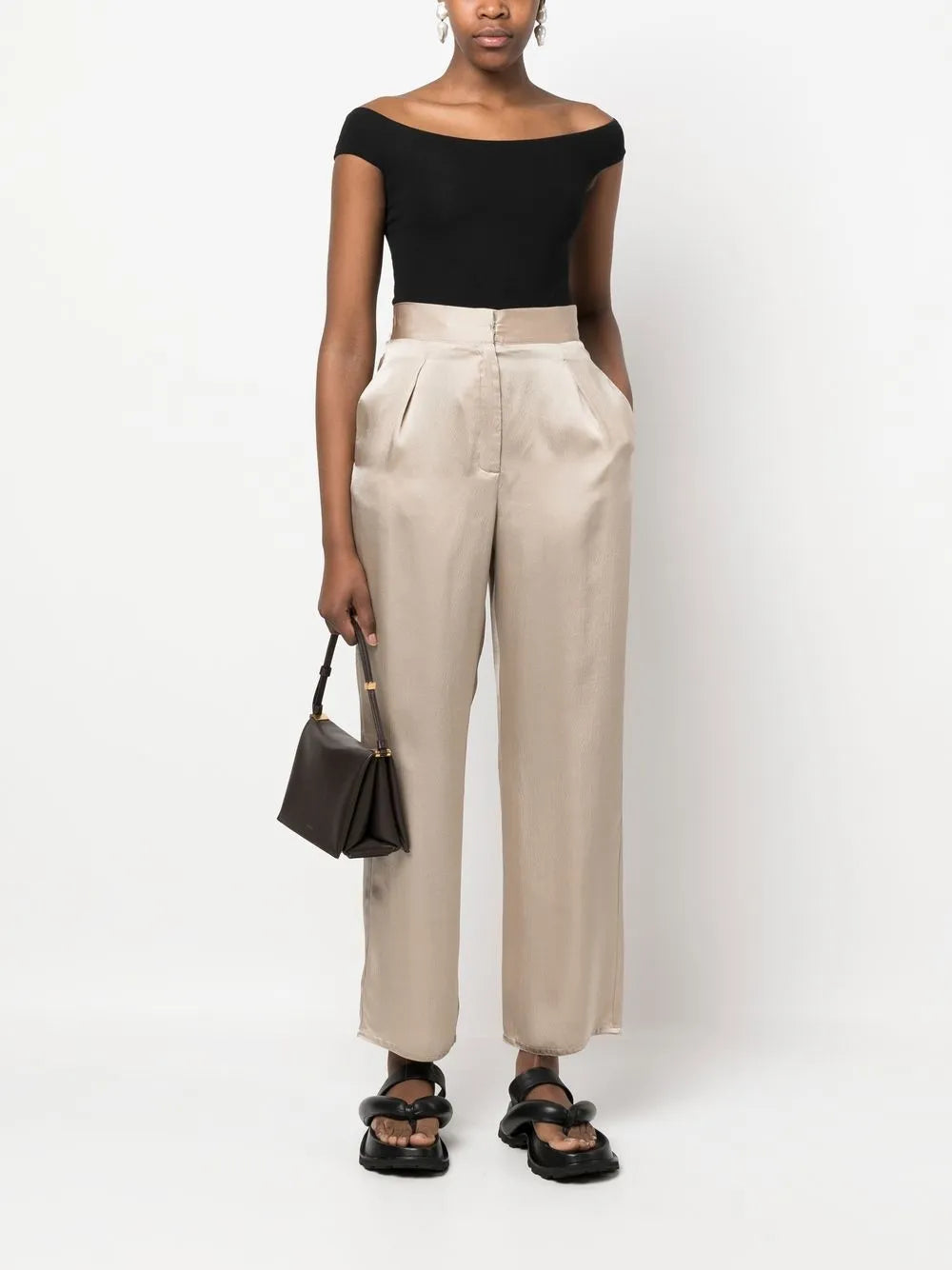Cropped Silk Palazzo Pants