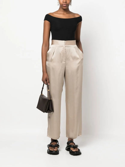 Cropped Silk Palazzo Pants