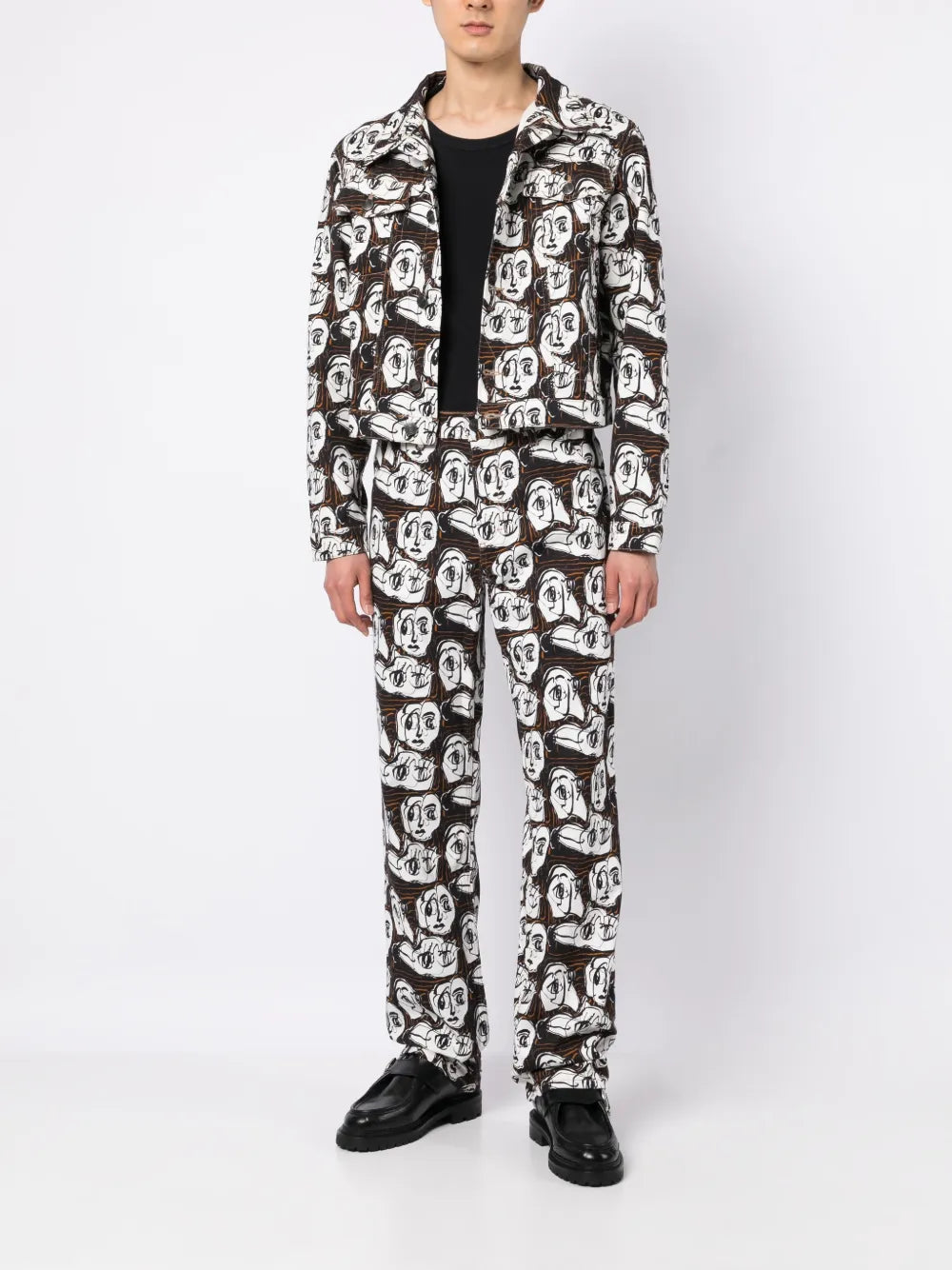 Art Face-Print Denim Jacket