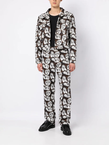 Art Face-Print Denim Jacket