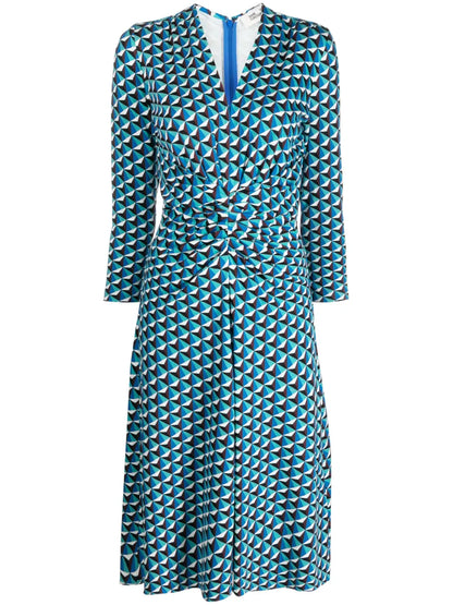 Jerry Geometric-Print Flared Dress