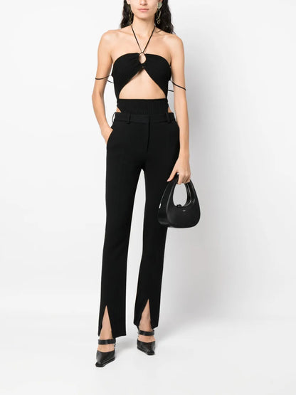 Ribbed-Knit Cut-Out Bodysuit