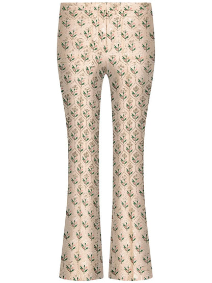 Floral-Jacquard Cropped Flared Trousers