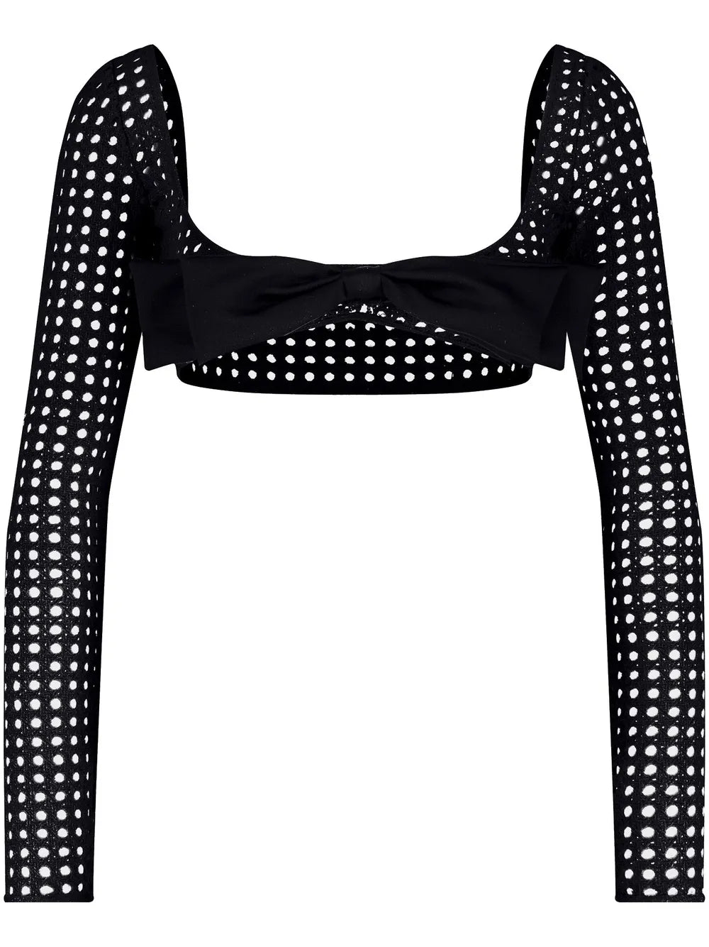 Bow-Detail Crochet Cropped Top