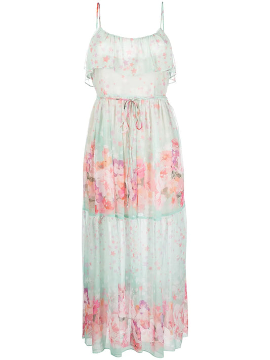 Flower-Star-Print Long Dress