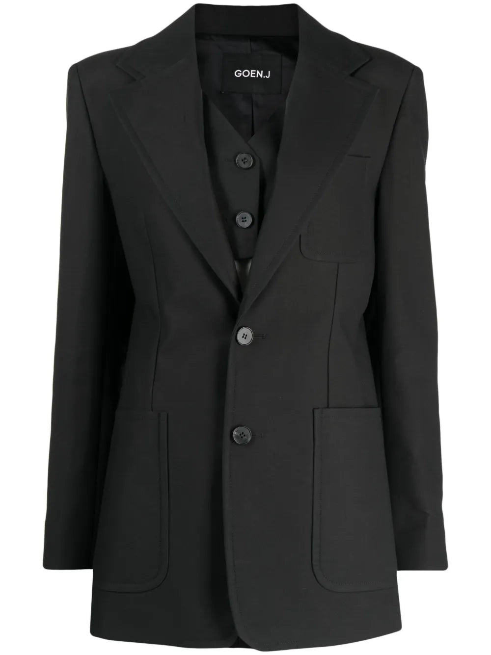 Notched-Lapels Single-Breasted Blazer