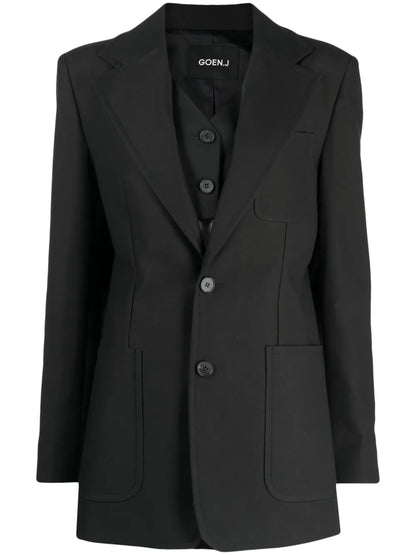 Notched-Lapels Single-Breasted Blazer