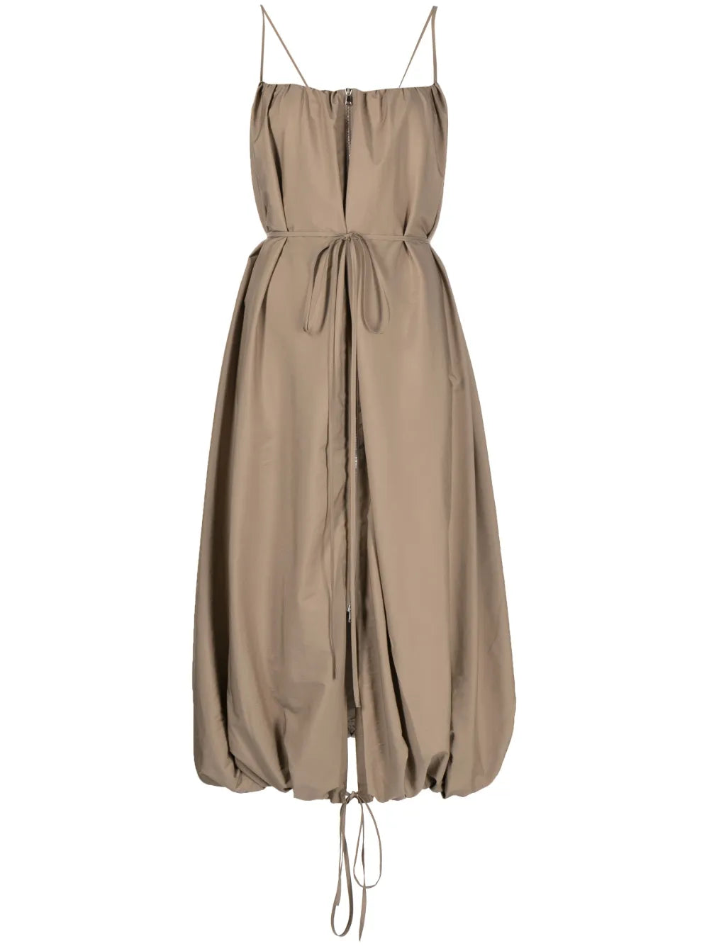 Zip-Embellished Ballon Taffeta Dress
