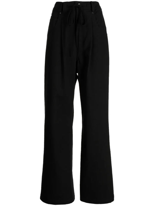 Contrasting-Panel Wide-Leg Trousers