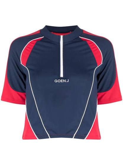 Colour-Block Logo-Embroidered Top