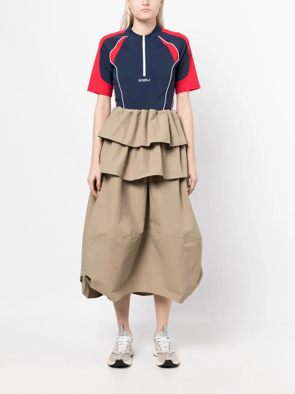 Colour-Block Logo-Embroidered Top