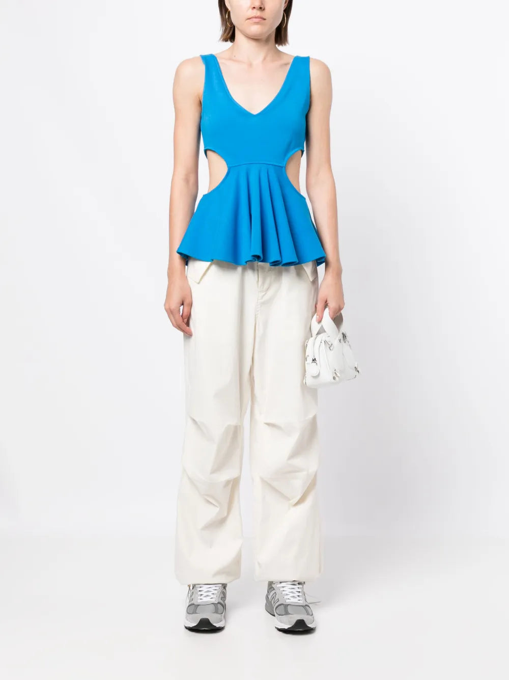 Cut-Out Ruffled Tank Top