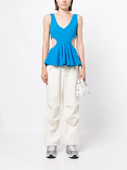 Cut-Out Ruffled Tank Top