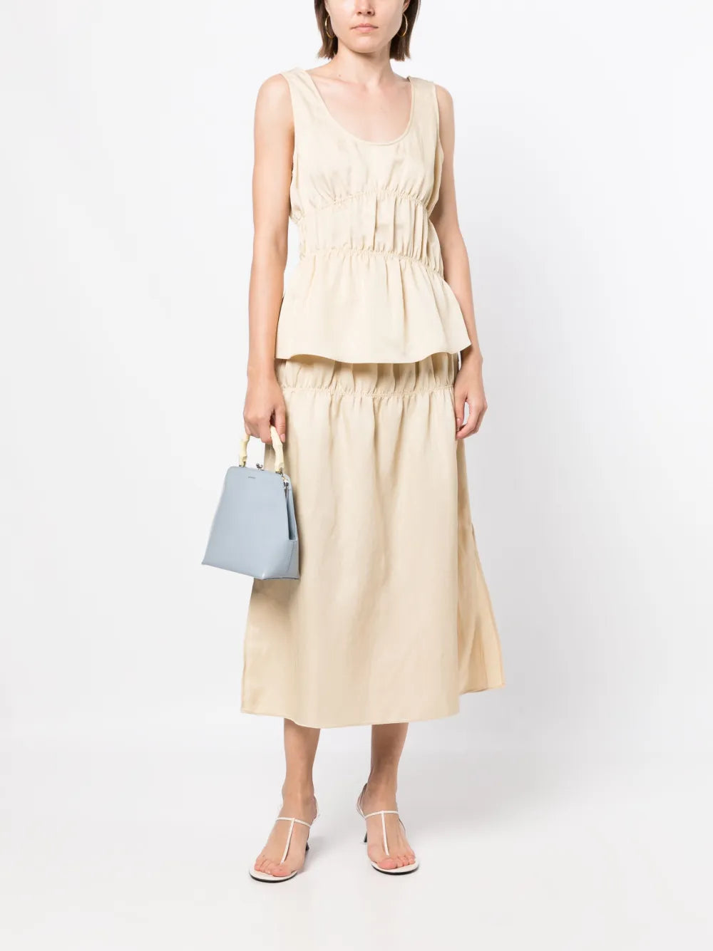 Midi Ruched Straight Skirt