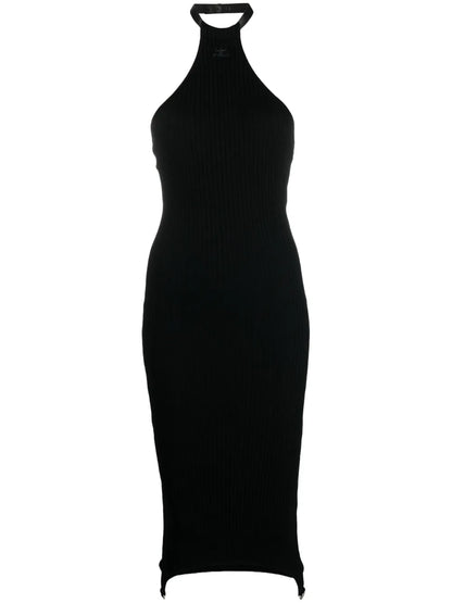 Ribbed-Knit Halterneck Dress