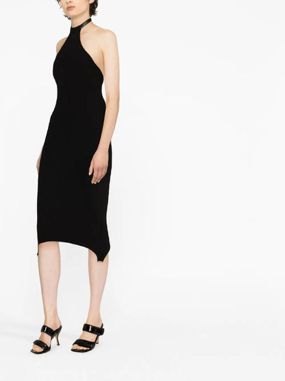 Ribbed-Knit Halterneck Dress