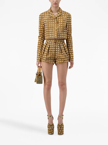 Vienna Straw Pleated Shorts