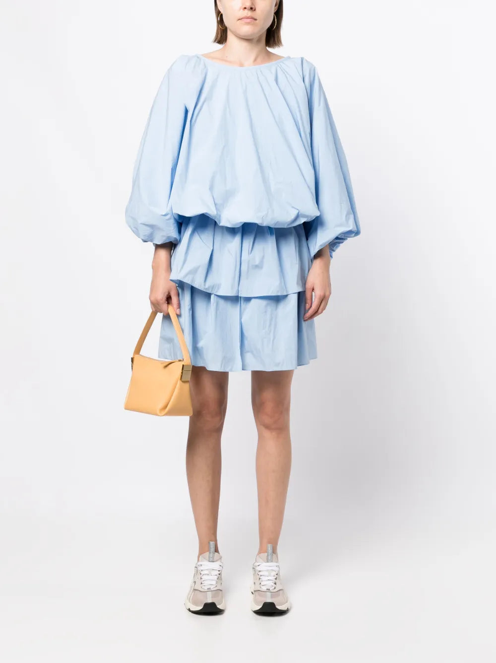 Balloon-Sleeves Poplin Dress