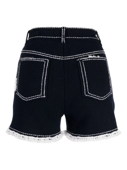 Fine-Knit Fringe-Detail Shorts