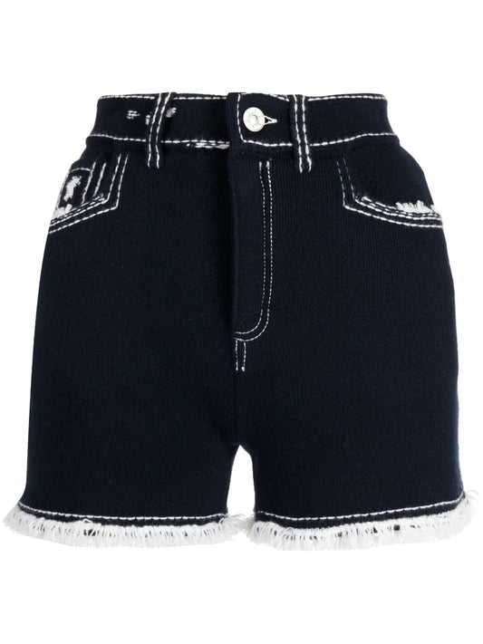 Fine-Knit Fringe-Detail Shorts