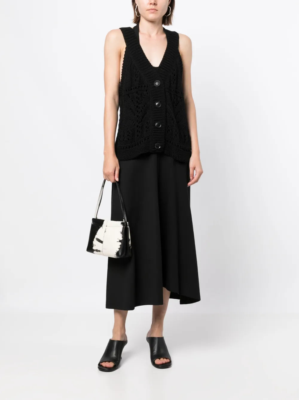 Crochet-Panel Layered Dress