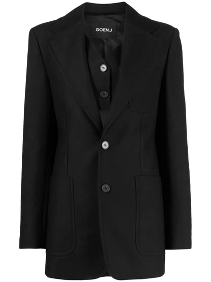 Notched-Lapels Single-Breasted Blazer