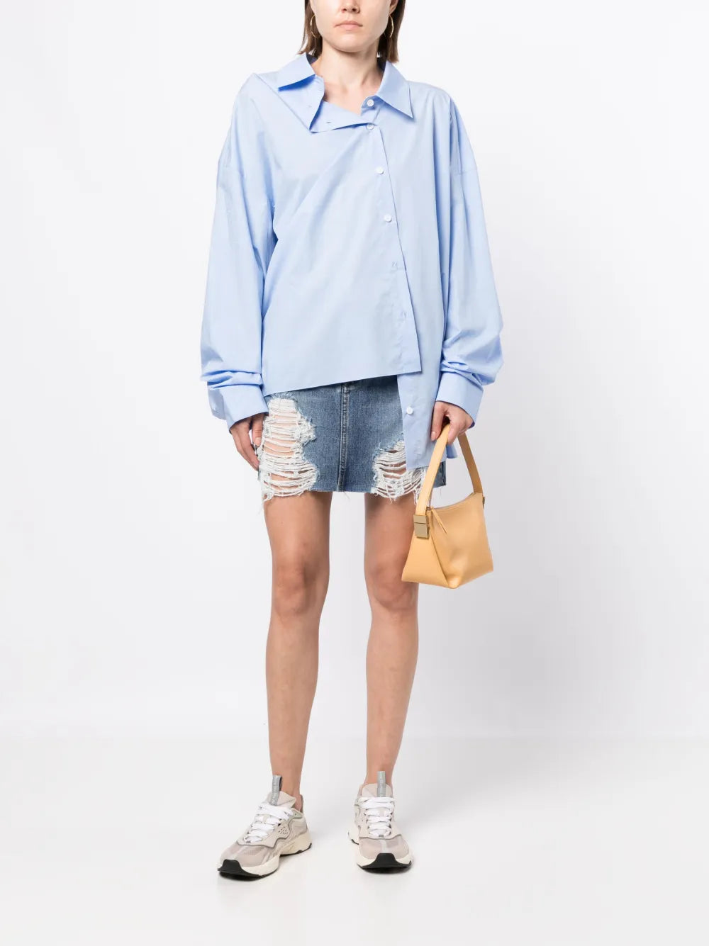 Distressed Denim Skirt