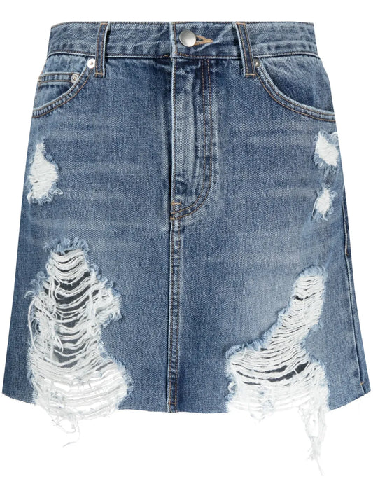Distressed Denim Skirt