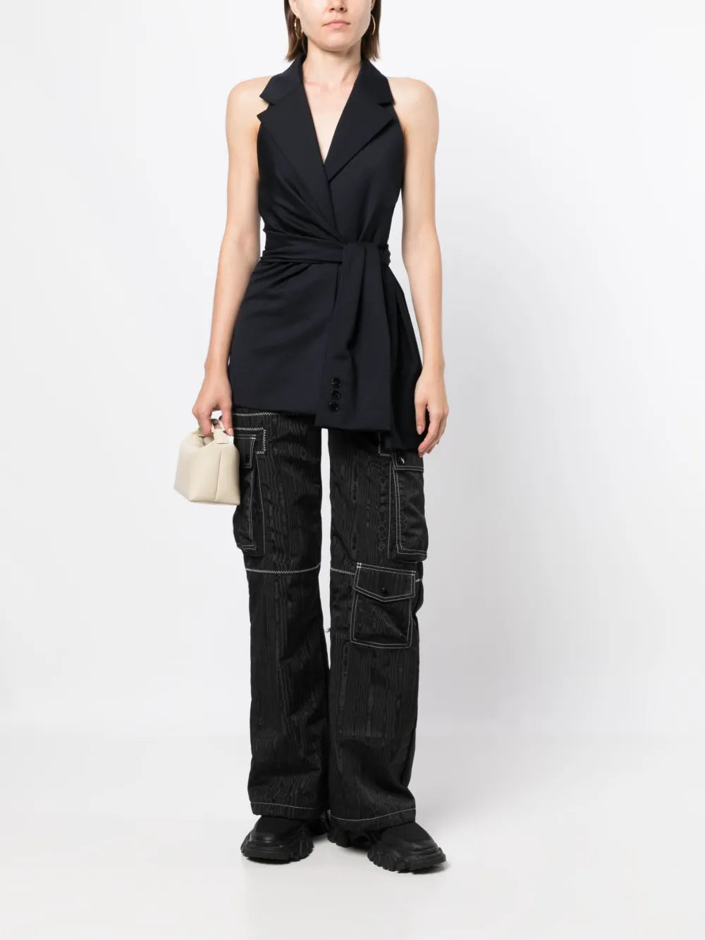 Knot-Detailing Sleeveless Blazer
