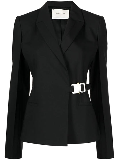 Buckle-Fastening Wrap Blazer