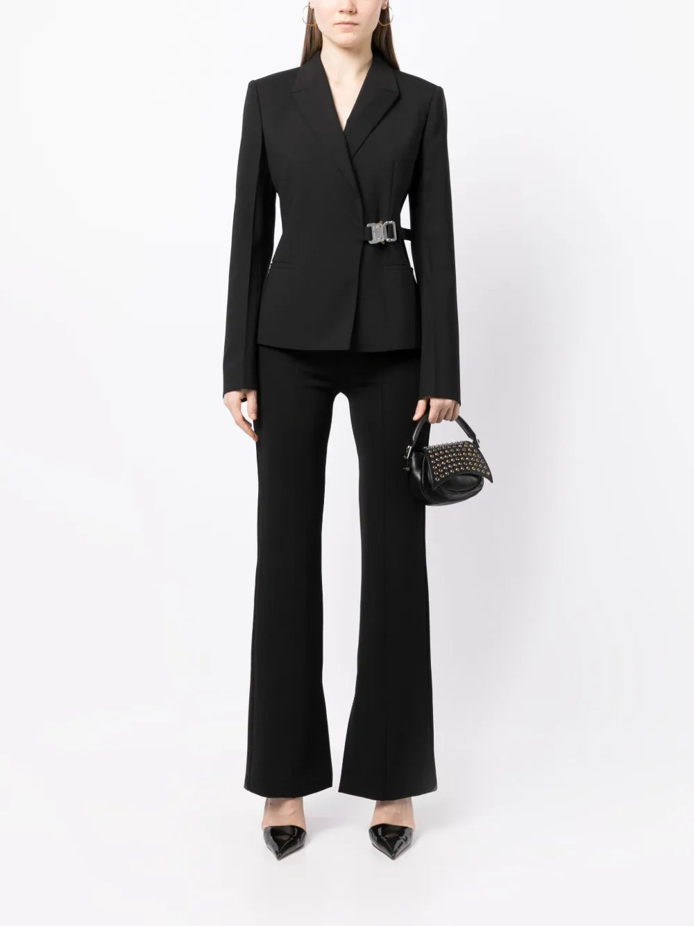 Buckle-Fastening Wrap Blazer
